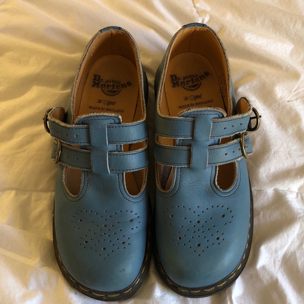 MIE Dr. Martens double strap blue Mary janes uk6